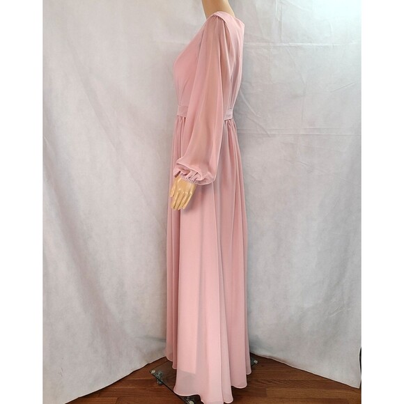 New Mother of the Bride (8) Dusty Rose Chiffon Long Long Sleeve Maxi Dress - Picture 4 of 9